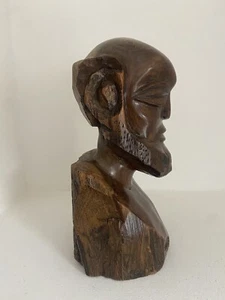 Vintage Heavy African Live Edge Wooden Man Carving Sculpture - Picture 1 of 5