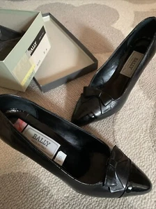 NWT BALLY SWITZERLAND CLASSIC BOW TIE Black PUMPS Nib - Picture 1 of 8