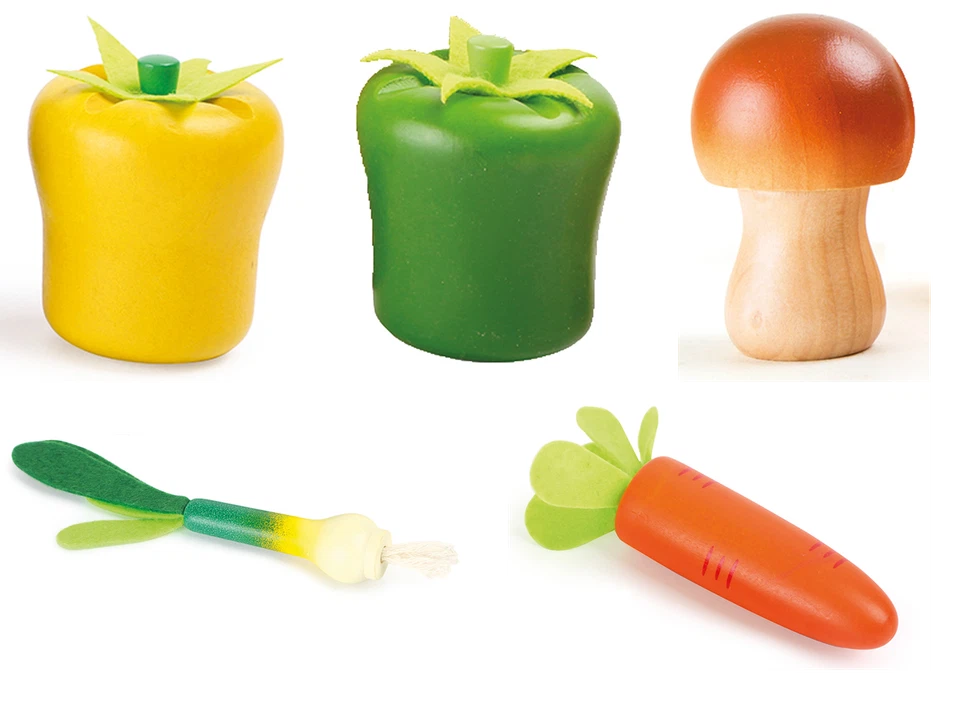 LEGLER Gemüse Kaufladen Zubehör Kaufmannsladen Kinderküche Lebensmittel Holz