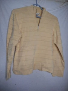 Geoffrey Beene Long sleeve Yellow 1/4 Zip100% cotton Size L Sweater ribbed - Picture 1 of 6
