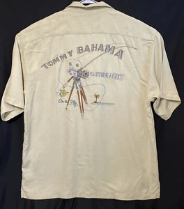 Camisa hawaiana Tommy Bahama para hombre L seda bordada agente de fundición sobre la marcha - Imagen 1 de 11