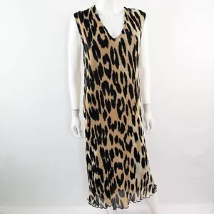 GANNI Leopard Maxi Tank Dress Size 32 US 0 Pleated V-Neck Party Cocktail NEW - Picture 1 of 11