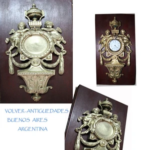 Stunning rare antique bronze pocket watch holder with angels 28 cm x 16 cm - Picture 1 of 7