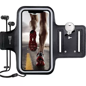 Black Sport GYM Running Armband For iPhone SE 5 5S 5C 6 6S 7 8 10 X XS 4.7" 5.8" - Picture 1 of 2