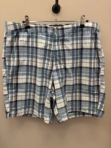 Abercrombie and Fitch men’s 36 lined swim trunks blue and white plaid Snap - Picture 1 of 9