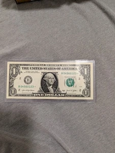 *Star Note $1 One Dollar Bill with Fancy Serial Number 0123-0456 Mini Ladder 🪜* - Picture 1 of 4
