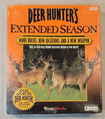 1998 Deer Hunters Extended Season PC Video Game CD-ROM Windows 95 New Sealed  - Image 1 of 3