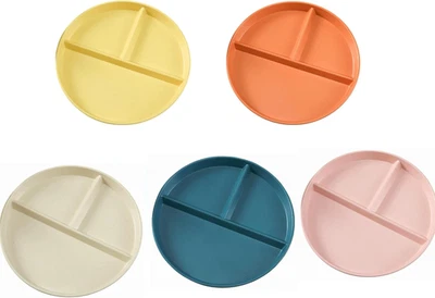 5 Pack Colorful Round Divided Dinner Plates Durable Microwave Safe for Meal Prep - image 1 of 4