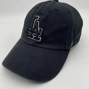 Los Angeles Dodgers Hat Blackout 47 Brand Clean Up Strapback VGC Black Cotton - Picture 1 of 12