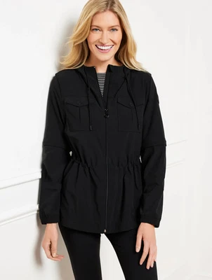 Lightweight Woven Stretch Hooded Convertible Jacket Talbots, NWT $199, all size - Image 1 of 3