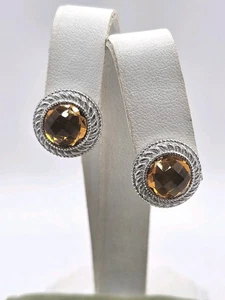 Judith Ripka Citrine Sterling Silver Stud Earrings - Picture 1 of 4