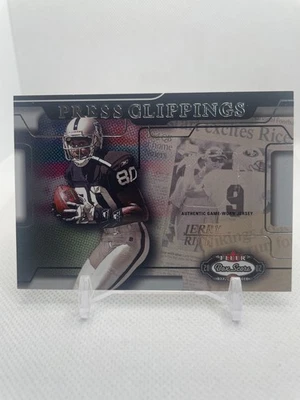 JERRY RICE 2002 Fleer Box Score Press Clippings GAME USED Jersey ~ERROR CARD 1/1 - Image 1 of 2