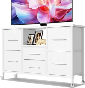 Chest of Drawers, Dresser for Bedroom with 6 Drawers, 43.3'' Long TV Stand with  - Picture 1 of 6