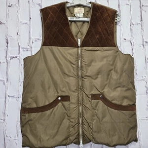 Chaleco de caza acolchado de plumas marca Swan de colección para hombre talla XL nailon cuero - Imagen 1 de 15