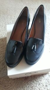 Clarks Womens Tarah Rosie Pump Platform Heels Shoes Black Leather 9.5 M