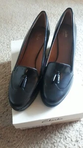 Clarks Womens Tarah Rosie Pump Platform Heels Shoes Black Leather 9.5 M - Picture 1 of 3