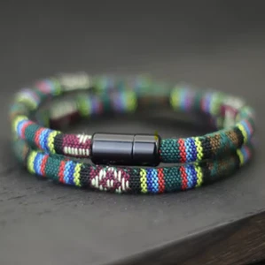 Mens Bohemia Rope Adventure Survival Bracelet - Picture 1 of 7