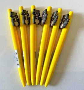 6 x Paperchase Waschbär Clip Druckbleistift Gelb Kugelschreiber Schwarze Tinte Schreibwaren - Bild 1 von 6