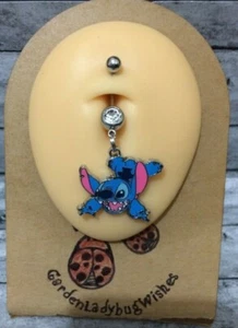  STITCH Hanging LAUGHING Blue Alien LILO and Stitch Belly Navel Ring Jewerly - Picture 1 of 4