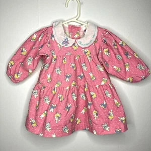 Abito vintage Osh Kosh rosa velluto a coste bambino 12 mesi coniglietto coniglietto sul ghiaccio - Foto 1 di 10