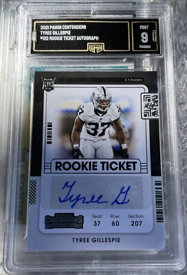 2021 CONTENDERS TYREE GILLESPIE ROOKIE TICKET AUTOGRAPH GMA 9 Las Vegas Raiders - Image 1 of 2