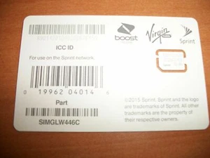 SPRINT KARTA SIM DO MOTOROLA MOTO G5 PLUS + Nexus 6, HTC A9, LG G5 SIMGLW446C - Zdjęcie 1 z 1