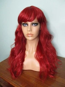 24" rote gewellte lange Front Clip Perücke mit Pony - Farbe 119 - Bild 1 von 10