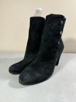 TAHARI MUJER CUERO NEGRO CREMALLERA LATERAL TACÓN CHRISTY BOTINES TALLA 7.5M Foto 1 de 3