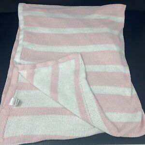Nordstrom Pink White Stripe Sweater Knit Baby Blanket Reversible 2014 Lovey