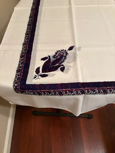 4- White Cotton 44x43" Card Table Tablecloth with a beautiful print - - Picture 1 of 4