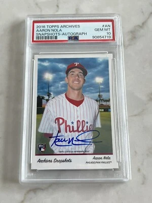 2016 Topps Archives Snapshots Phillies Aaron Nola RC Auto 192/350 - PSA 10 - Image 1 of 2