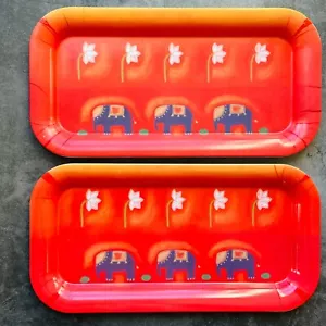 Bandeja para servir melamina elefante floral hecha en Italia 15" x 8" lote de 2 - Imagen 1 de 8