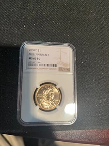 2000-D MS66 PL Millennium Sacagawea Dollar NGC PROOF LIKE  - Picture 1 of 2