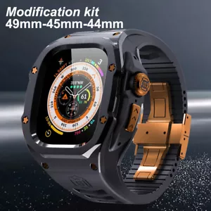 Kit Mod Acciaio Lunetta Cassa per Apple Watch Ultra2 49mm 987654 44/45mm Cinturino Gomma - Foto 1 di 28