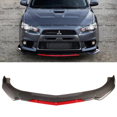 For Mitsubishi LANCER Universal Front Bumper Lip Spoiler Splitter Carbon Fiber - Image 1 of 4