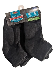 NEW ~ Fruit of the Loom Premium ~ Boys 6 Pair/Pack Ankle Socks ~ Black 3-9 - Picture 1 of 3