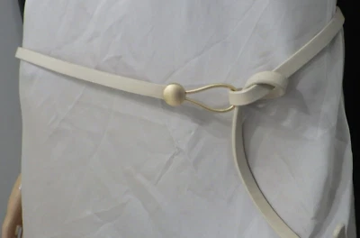 VENDEDOR DOS EUA NOVO BEGE CREMOSO 42" Cinto de Couro Sintético Magro SEM FUROS LAÇOS PARA AJUSTAR - Imagem 1 de 4