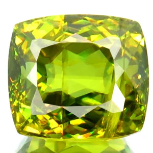 NATURAL CHROME SPHENE TITANITE 3.27ct RARE 5A MULTI COLOR SPAKLING FLASH CUSHION - Picture 1 of 8