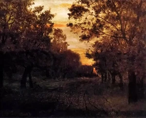 Oil painting Isaak Iliich Levitan - Road in a Wood sunset forest landscape art @ - Picture 1 of 1