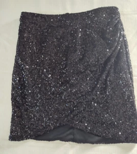 Forever 21 Black Sequins Wrap Skirt Size M - Picture 1 of 10