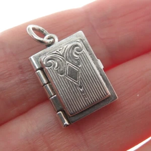 925 Sterling Silver Antique Art Deco Minimalist Locket Charm Pendant - Picture 1 of 9