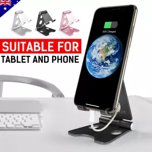 Universal Foldable Aluminum Tablet Desk Stand Mount Holder iPhone XS Max Samsung - Picture 1 of 13