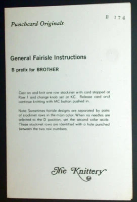 Brother Knit king Knitting Machine Punch card Fairisle Four Square Pattern Card - Image 1 of 2