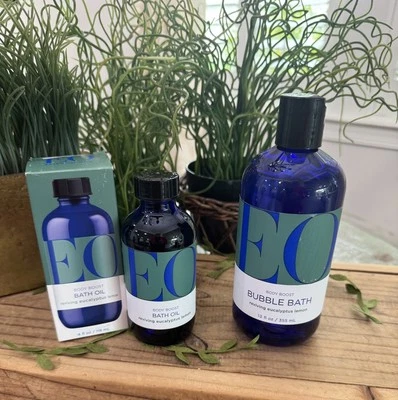 EO Aceites Esenciales Eucalipto Limón Burbuja Baño y Aceite de Baño Set 4oz y 12oz Nuevo Foto 1 de 4