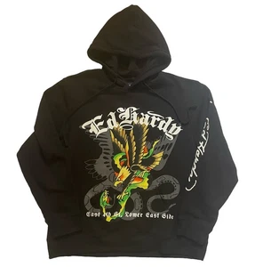 Sudadera con Capucha Ed Hardy Hombres Talla XL Negra Águila y Serpiente Tatuaje Gráfico Pullover Nuevo con Etiquetas Y2K - Imagen 1 de 8