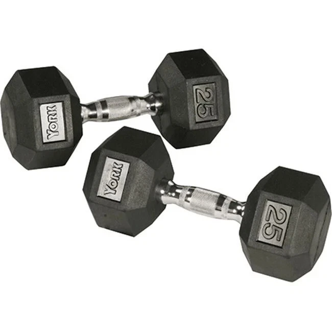 Mancuerna hexagonal de goma York Barbell con mango Ergo cromado - 20 libras Foto 1 de 1