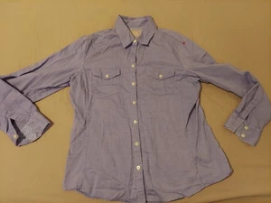 Womens Banana Republic Dress Shirt L Large Blue Button Cotton Blouse - Picture 1 of 6