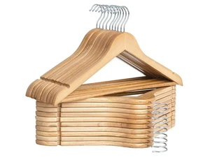 Paquete de 20 perchas de madera, perchas de madera para abrigos, camisas, chaquetas, pantalones, S... - Imagen 1 de 7