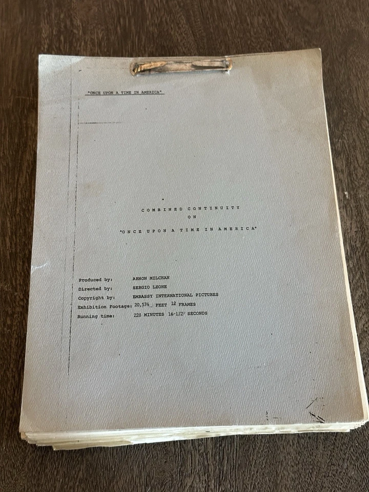 Once Upon a Time in America 1984 Combined Continuity Script Sergio Leone RARE - Image 1 of 4
