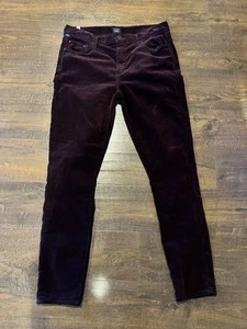 Citizens of Humanity Pants Size 31 Maroon Velvet Velour Rocket High Rise Skinny - Picture 1 of 10